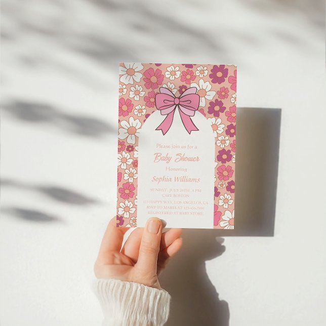 Invitation Baby shower rose floral - Baby shower fille (Créateur téléchargé)