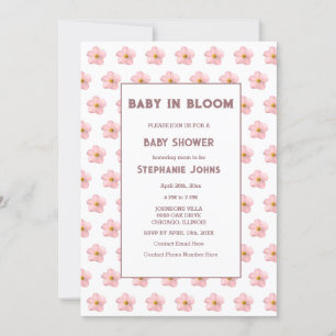 Invitation Baby shower Rose Floral Fille Bébé En Fleur Branch