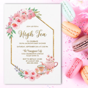 Invitation Baby shower Rose Floral High Tea