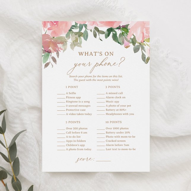 Invitation Baby shower rose floral Qu'y a-t-il sur votre jeu  (Créateur téléchargé)