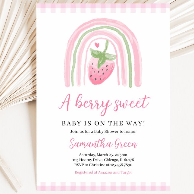 Invitation Baby Shower Rose Fraise (Créateur téléchargé)