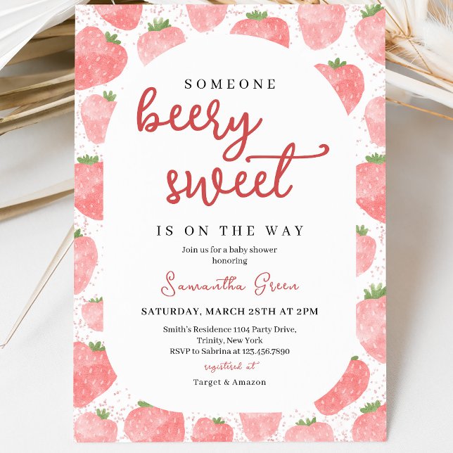Invitation Baby Shower Rose Fraise (Créateur téléchargé)