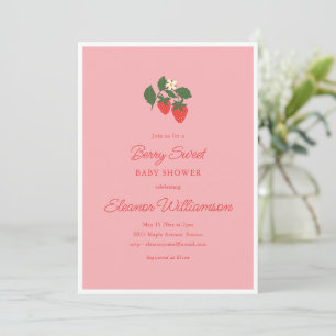 Invitation Baby Shower Rose Fruité Douce Fraise Rose