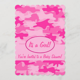 Invitation Baby shower rose fuchsia de camouflage de Camo