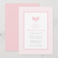 Baby shower rose gingham noeud
