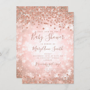 Invitation Baby shower Rose Gold Parties scintillant Winter W
