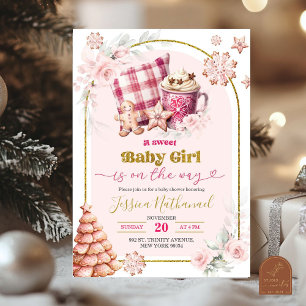 Invitation Baby shower rose Hot Chocolate Girl