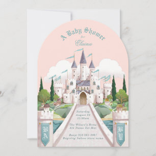 Invitation Baby shower rose illustré de Storybook