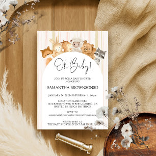 Invitation Baby Shower Rose Jaune Mignons Animaux Budget Oh