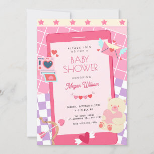 Invitation Baby shower rose joli