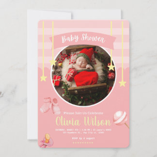 Invitation Baby shower rose jouant