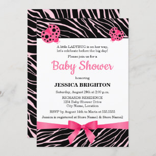 Invitation Baby shower rose Ladybug Zebra Stripes