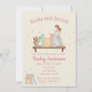Invitation Baby-Shower Rose Livres & Brunch