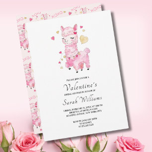 Invitation Baby Shower Rose Llama Mariage