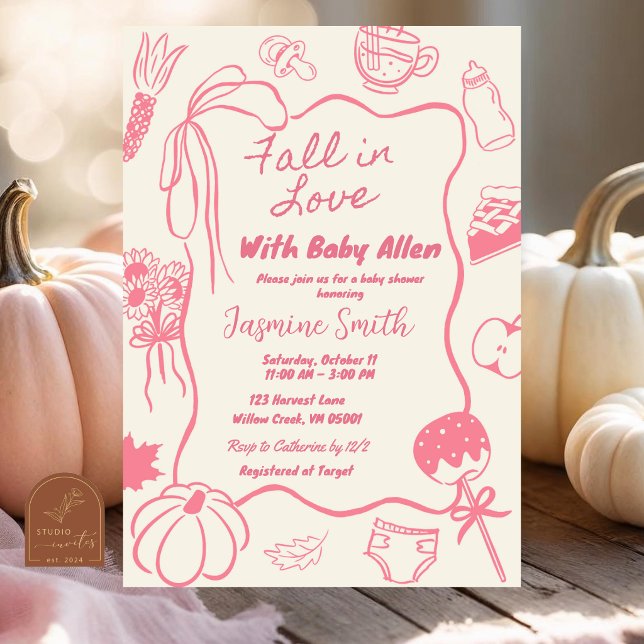 Invitation Baby Shower Rose Main Dans La Main Dessinée À La M (Créateur téléchargé)