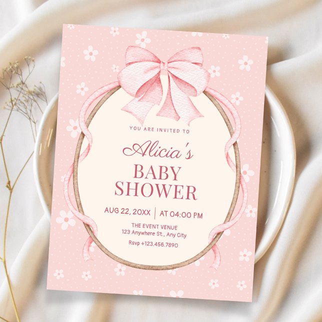 Invitation Baby shower rose mignon (Créateur téléchargé)