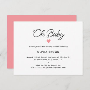 Invitation Baby shower rose moderne