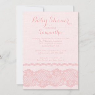 Invitation Baby shower rose moderne et dentelle