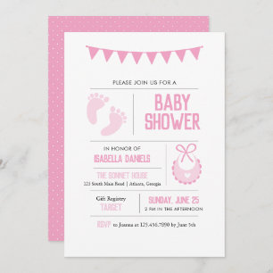 Invitation Baby shower rose moderne pour filles