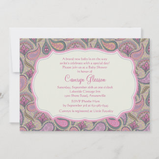 Invitation Baby shower rose Paisley