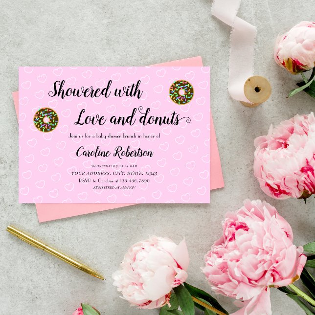 Invitation Baby shower rose pâle beignets Brunch (Créateur téléchargé)