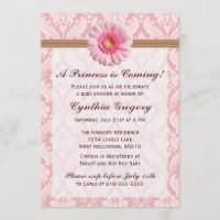 Invitation Baby shower rose pâle et marguerite Bro