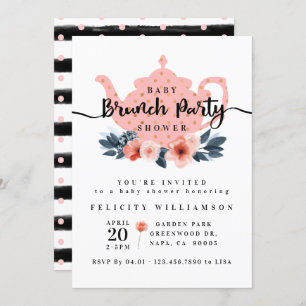 Invitation Baby shower rose pâle Floral Bund Tea Party