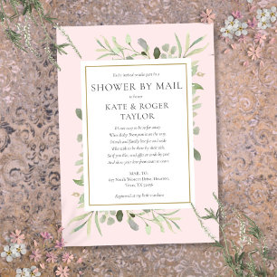 Invitation Baby Shower Rose Par Correspondance Feuillage à Di