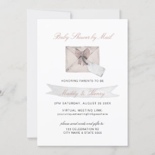 Invitation Baby shower rose par courrier distance virtuelle