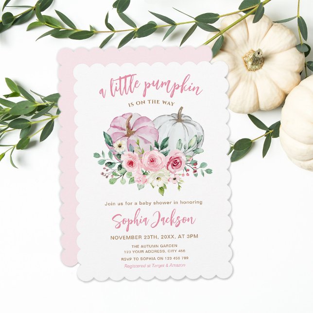 Invitation Baby shower rose petit Citrouille (Créateur téléchargé)