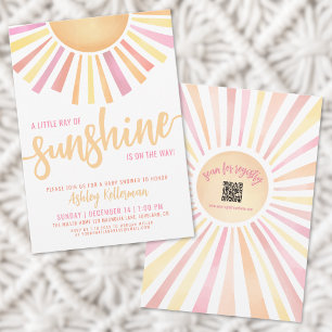 Invitation Baby Shower Rose Petit Rayon de Soleil