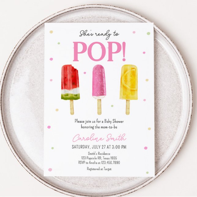 Invitation Baby shower rose Popsicle (She's Ready to Pop Baby Shower Invitation)