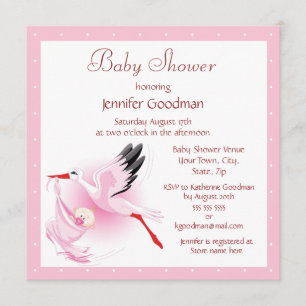 Invitation Baby shower rose pour bébés