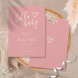 Invitation Baby Shower Rose Poussiéreuse Rose Foncé Bébé Fill