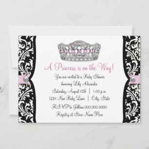 Invitation Baby shower rose princesse noire