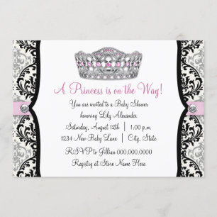 Invitation Baby shower rose princesse noire