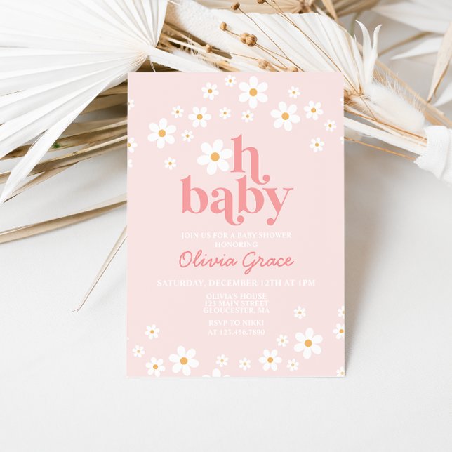 Invitation Baby Shower Rose Rétro Fille (Créateur téléchargé)