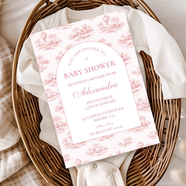 Invitation Baby Shower Rose Romantique Toile (Créateur téléchargé)