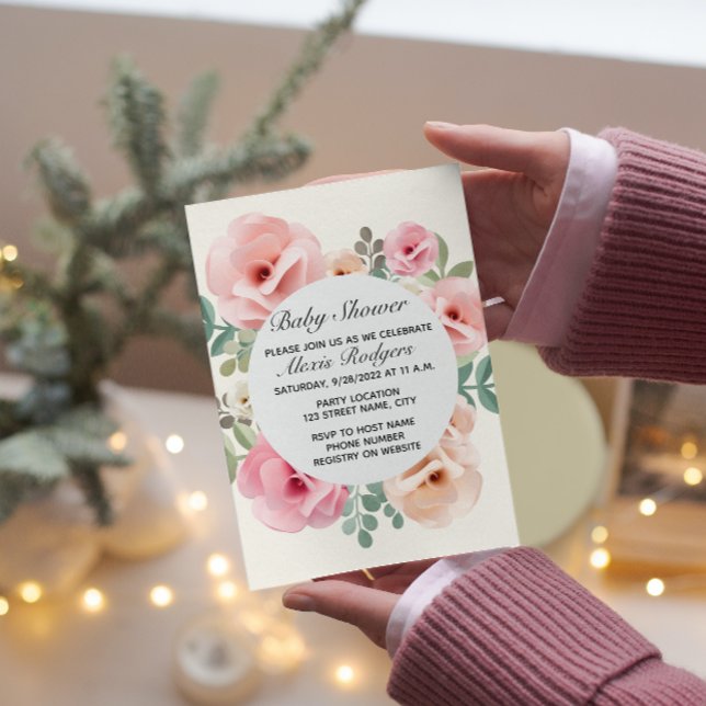 Invitation Baby shower Rose Rose (Créateur téléchargé)