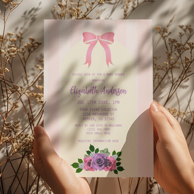 Invitation Baby shower rose Rose (Créateur téléchargé)