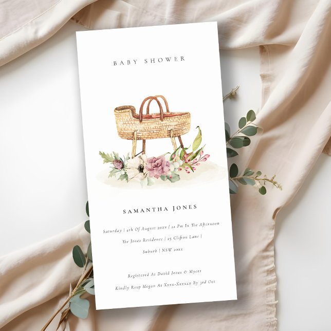 Invitation Baby shower rose rose pépinière (Créateur téléchargé)