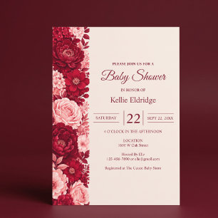 Invitation Baby Shower Rose Rouge Baby Shower