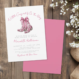 Invitation Baby Shower Rose Rubique pour Bébé Fille