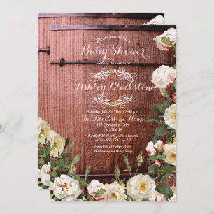 Invitation Baby shower Rose Rustic Country Wood Scotch