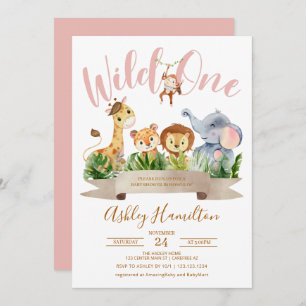 Invitation Baby shower rose sauvage d'une jungle