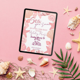 Invitation Baby shower rose "Sea you soon"