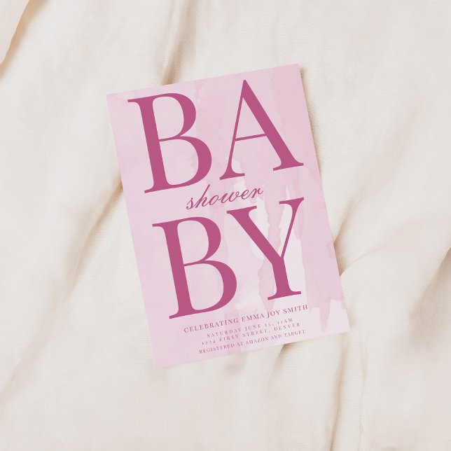 Invitation Baby shower rose simple (Créateur téléchargé)