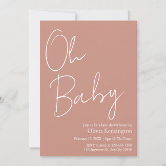 Invitation Baby shower Rose simple et moderne Oh Baby Blush