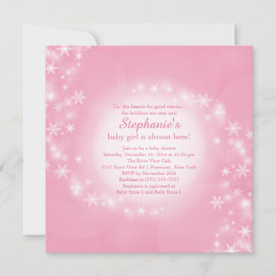 Invitation Baby shower rose Snowflakes hiver