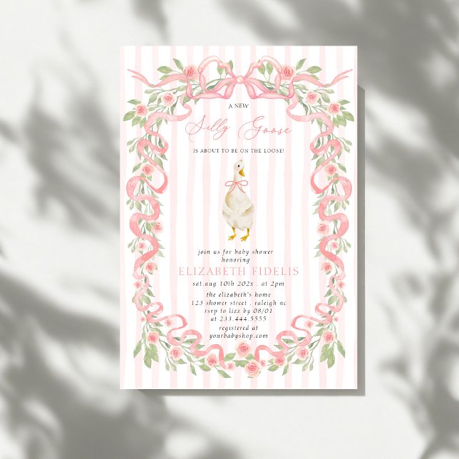 Invitation Baby shower Rose sot rose oie Bow (Créateur téléchargé)